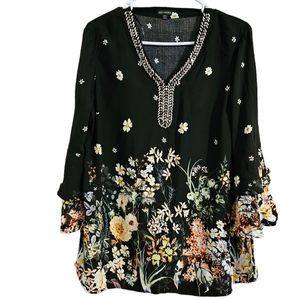 COCO & CARMEN Botanical/Tropical, Cottagecore Tunic top. Size Large/XL